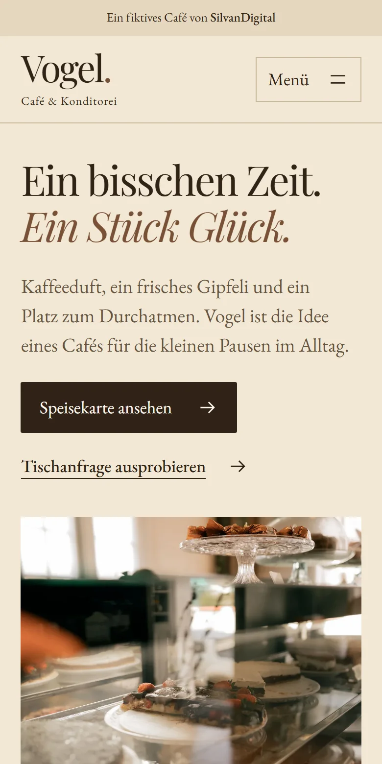 Café & Konditorei Vogel: Ansicht auf dem Handy