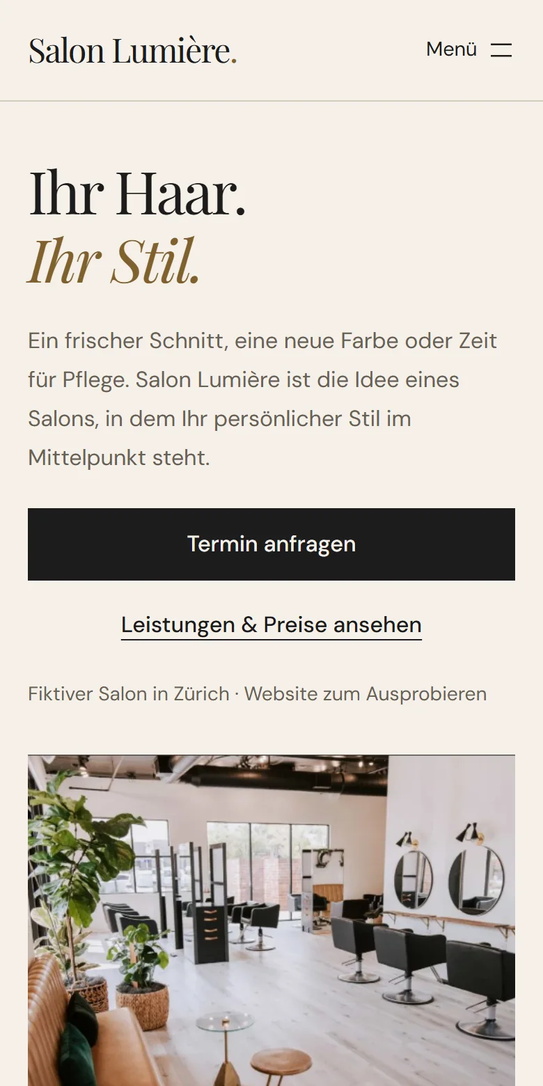 Salon Lumière: view on a phone
