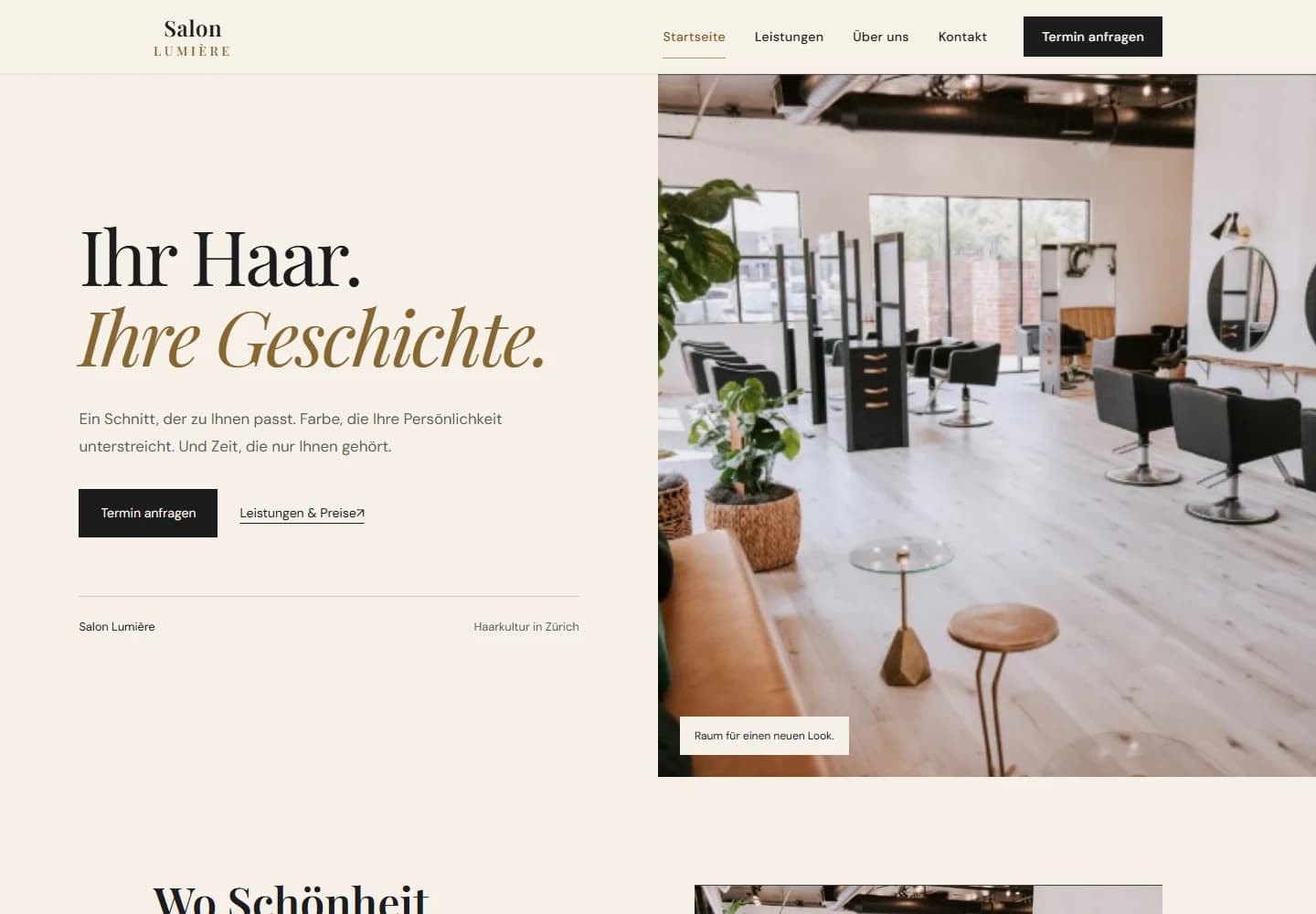 Screenshot of the refined Salon Lumière home page